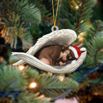 Brown Chihuahua Sleeping Angel Christmas Ornament Dog Christmas Hanging Ornament - Best gifts your whole family