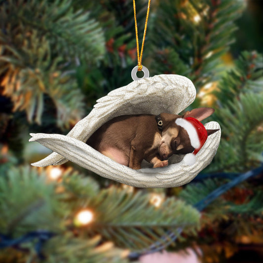 Brown Chihuahua Sleeping Angel Christmas Ornament Dog Christmas Hanging Ornament - Best gifts your whole family