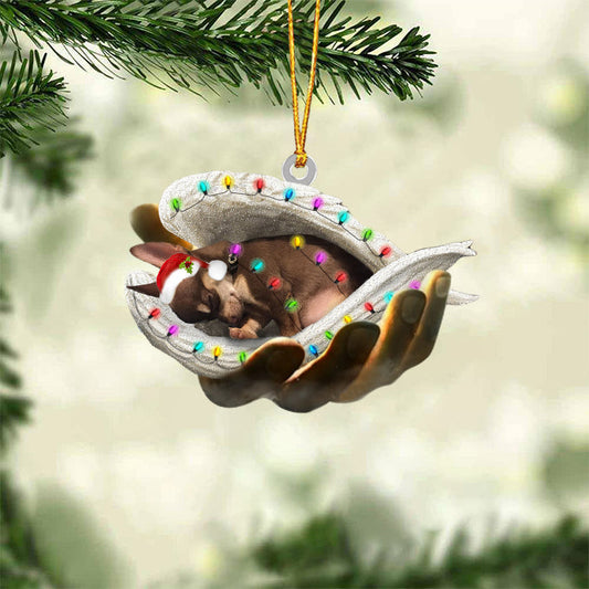 Brown Chihuahua Sleeping Angel In God Hand Christmas Ornament Godmerch Ornament - Best gifts your whole family