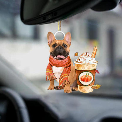 Brown French Bulldog-Pumpkin Spice Kinda-Two Sided Ornament - Best gifts your whole family