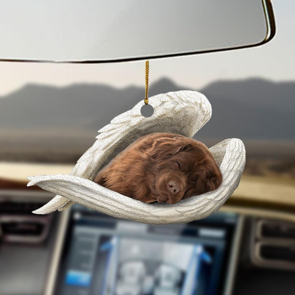 brown Newfoundland sleeping angel brown Newfoundland lovers ornament cus - Best gifts your whole family