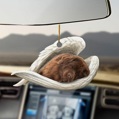 brown Newfoundland sleeping angel brown Newfoundland lovers ornament cus - Best gifts your whole family