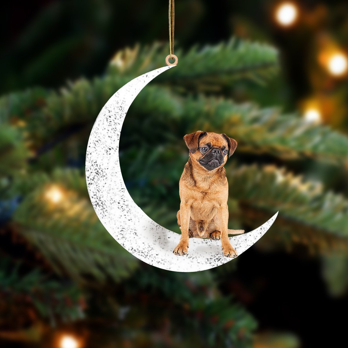Brussels Griffon Sit On The Moon Two Sided Ornament Dog Hanging Christmas Ornament - Best gifts your whole family