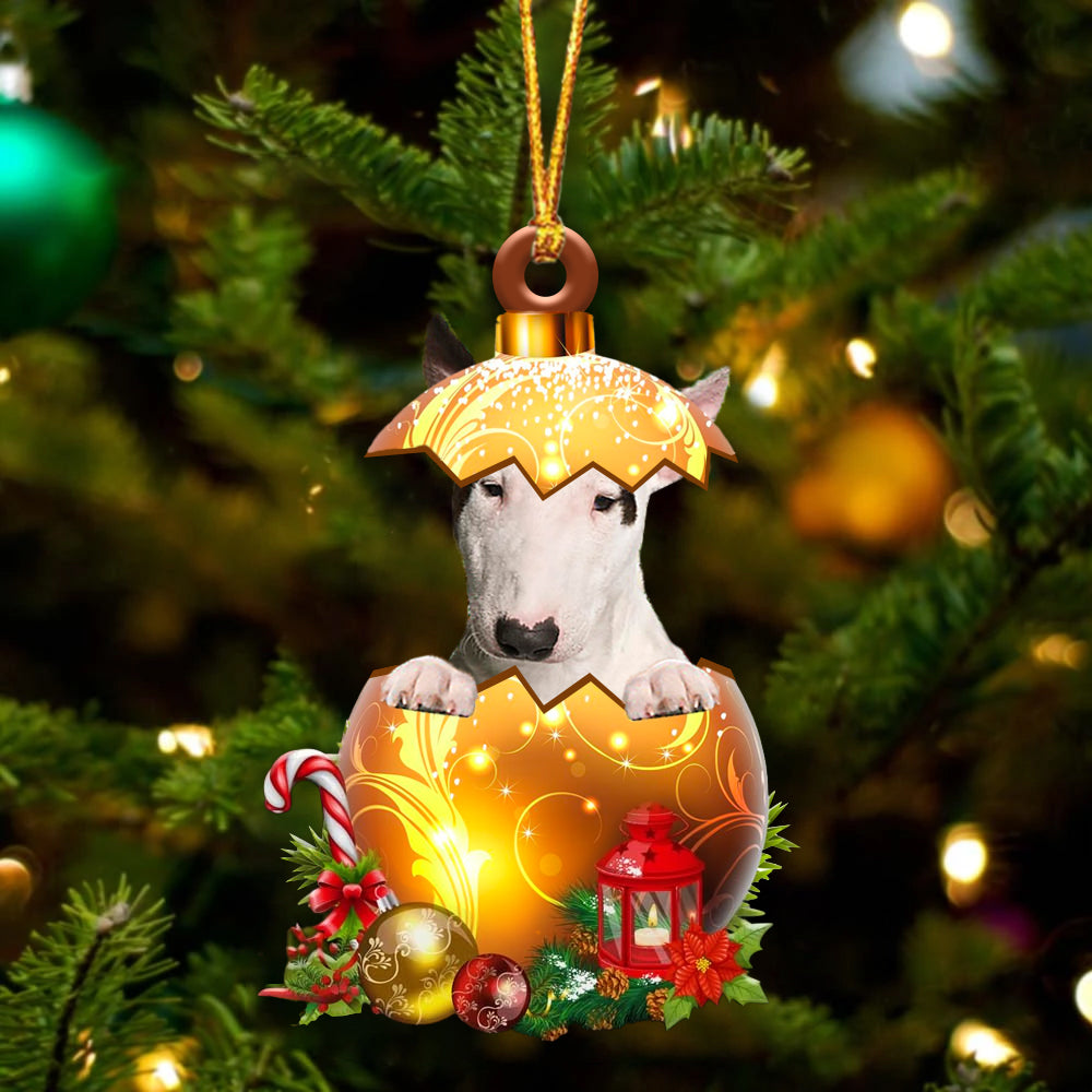Bull Terrier In Golden Egg Christmas Ornament - Best gifts your whole family