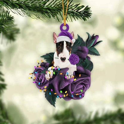 Bull Terrier In Purple Rose Christmas Ornament Dog Hanging Ornament For Christmas - Best gifts your whole family