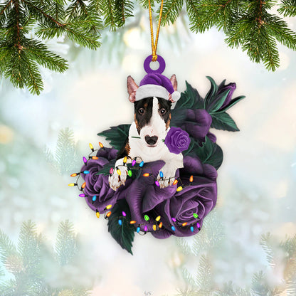 Bull Terrier In Purple Rose Christmas Ornament Dog Hanging Ornament For Christmas - Best gifts your whole family
