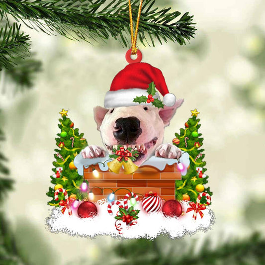 Bull Terrier In The Chimney Hanging Ornament Dog Christmas Ornament - Best gifts your whole family