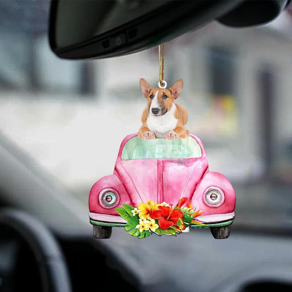 Bull Terrier-Pink Hippie Car-Two Sided Ornament - Best gifts your whole family