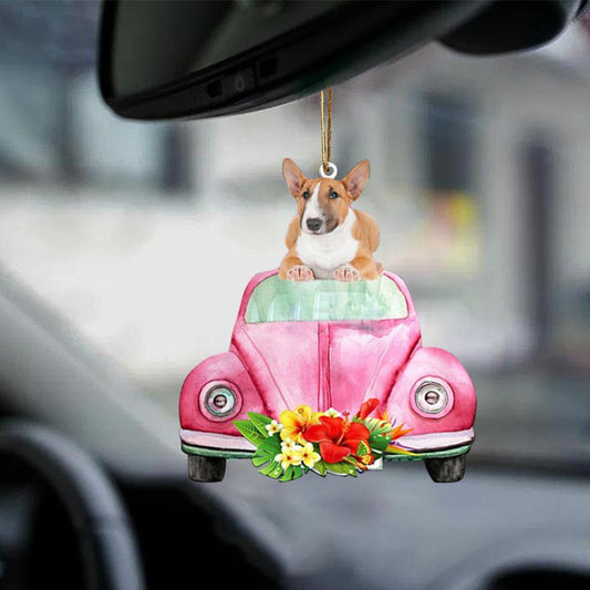 Bull Terrier-Pink Hippie Car-Two Sided Ornament - Best gifts your whole family
