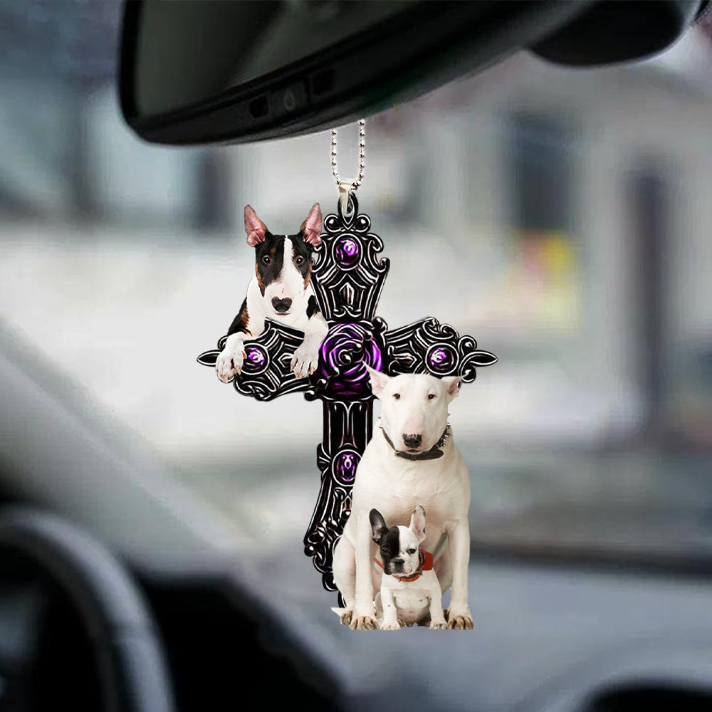 Bull Terrier Pray For God Car Hanging Ornament Dog Pray For God Ornament Godmerc - Best gifts your whole family
