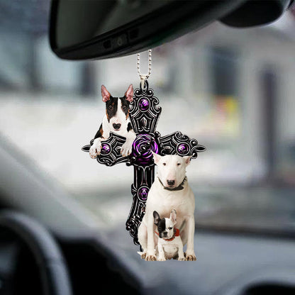 Bull Terrier Pray For God Car Hanging Ornament Dog Pray For God Ornament Godmerc - Best gifts your whole family