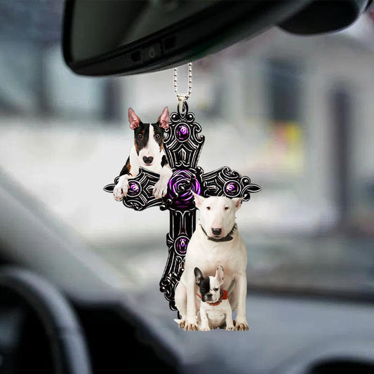 Bull Terrier Pray For God Car Hanging Ornament Dog Pray For God Ornament Godmerc - Best gifts your whole family