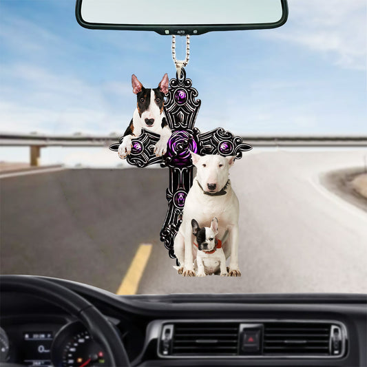 Bull Terrier Pray For God Car Hanging Ornament Dog Pray For God Ornament Godmerc - Best gifts your whole family