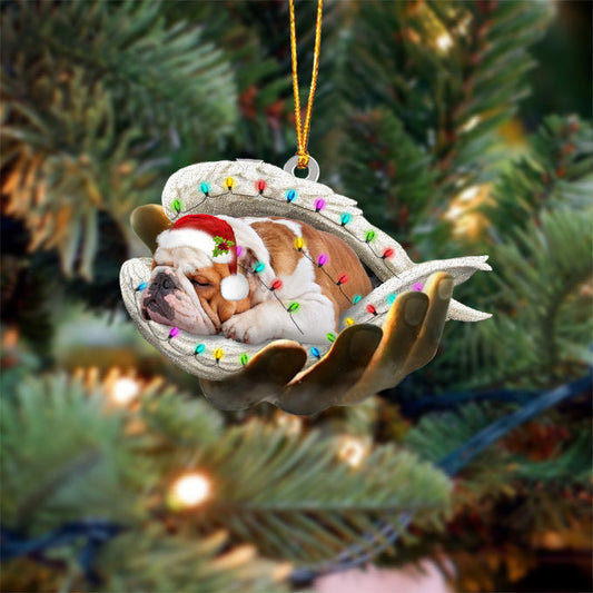 Bulldog Sleeping Angel In God Hand Christmas Ornament Godmerch Ornament - Best gifts your whole family