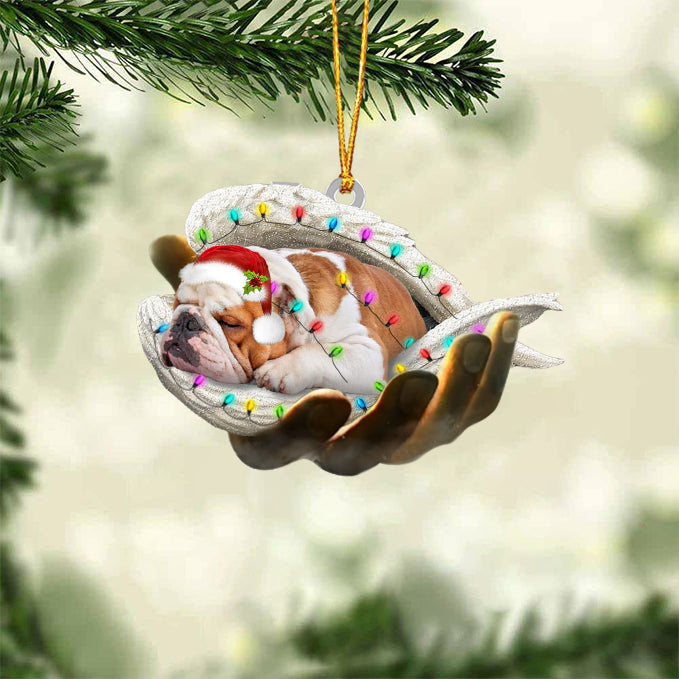 Bulldog Sleeping Angel In God Hand Christmas Ornament Godmerch Ornament - Best gifts your whole family