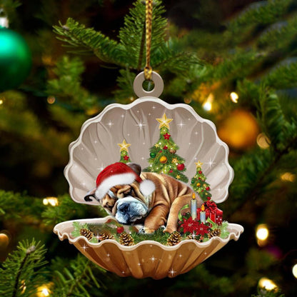 Bulldog3-Sleeping Pearl In Christmas Two Sided Ornament - Best gifts your whole family