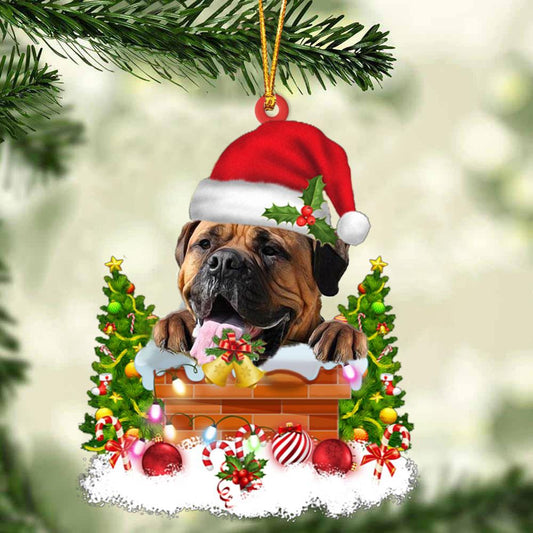 Bullmastiff In The Chimney Hanging Ornament Dog Christmas Ornament - Best gifts your whole family