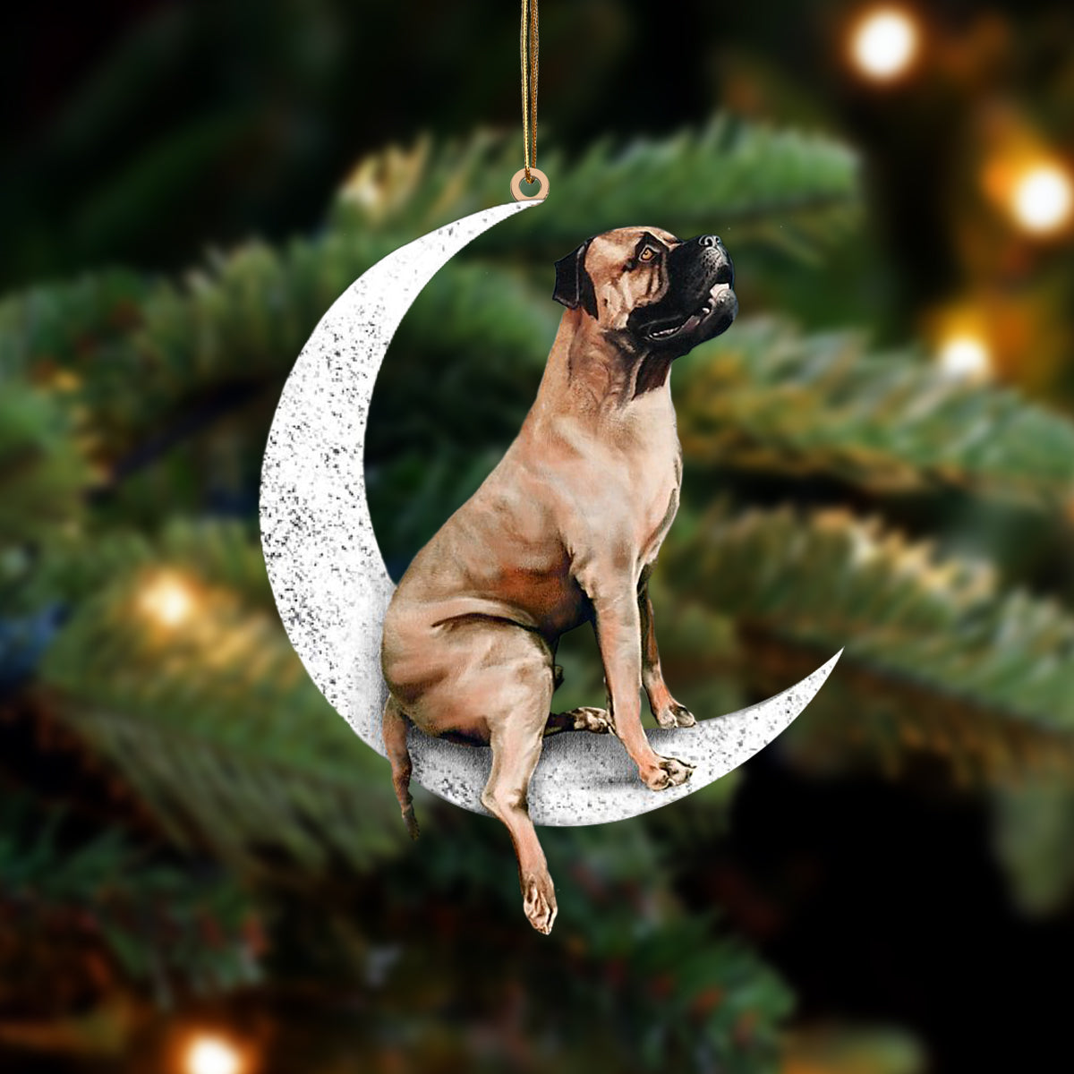 Bullmastiff Sit On The Moon Two Sided Ornament Dog Hanging Christmas Ornament - Best gifts your whole family