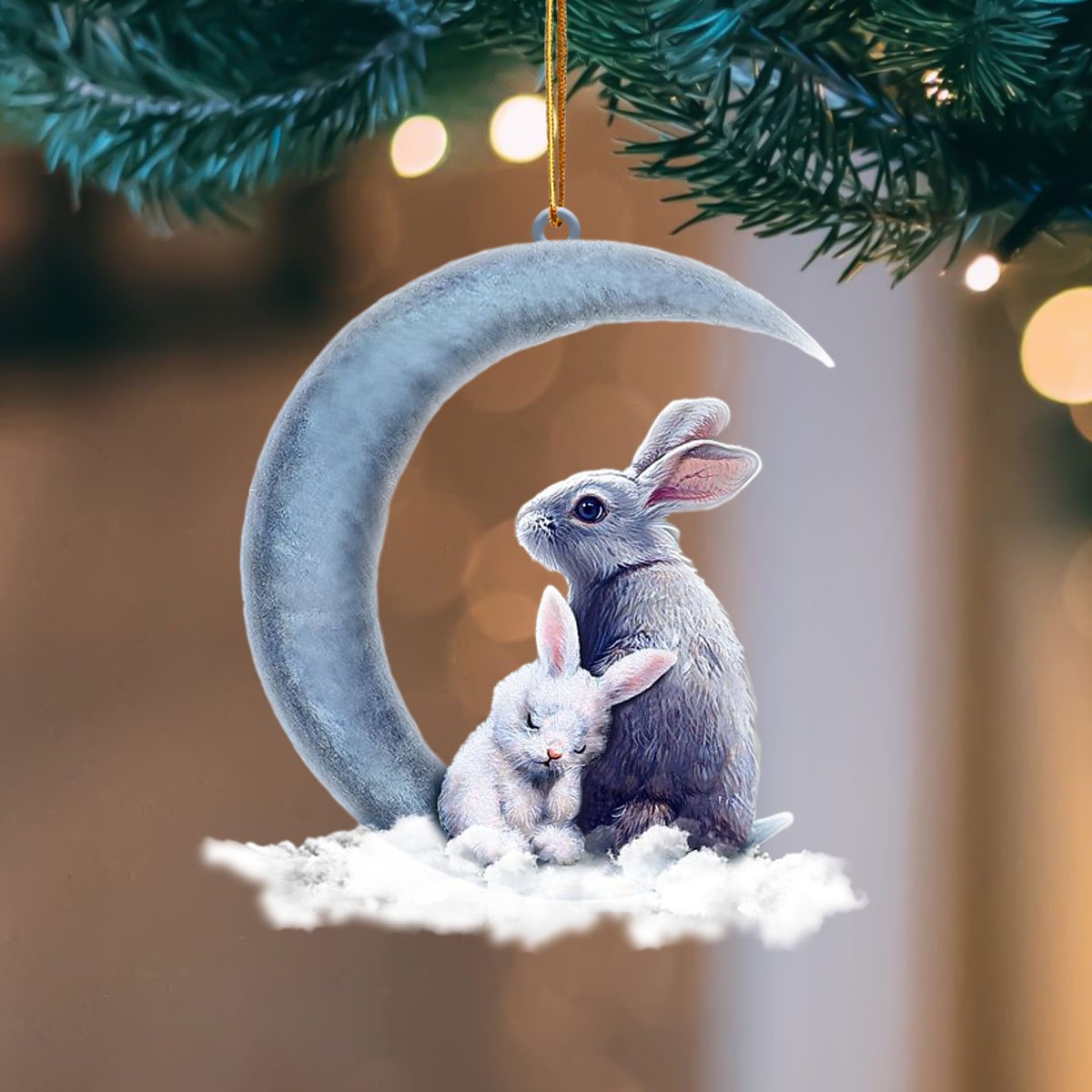 Bunny Blue Moon Hanging Ornament, Animal Christmas Ornaments - Best gifts your whole family