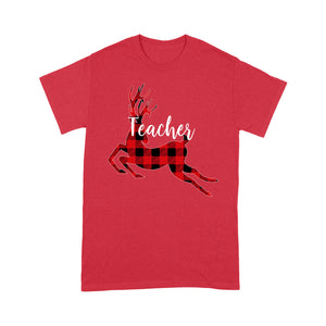 Christmas Reindeer Buffalo Plaid Teacher Funny Gift Tee Shirt Gift For Christmas