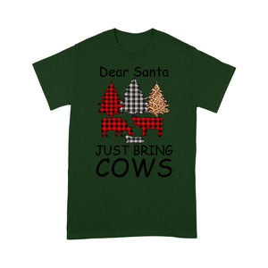 Dear Santa Just Bring Cows Funny Christmas Buffalo Plaid Tee Shirt Gift For Christmas