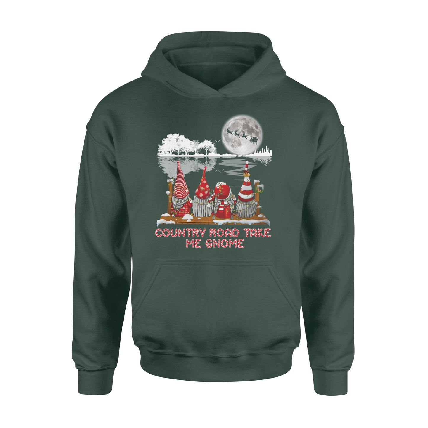 Country road take me Gnome - funny guitar tree hoddgifts christmas ugly hoodie for men and women