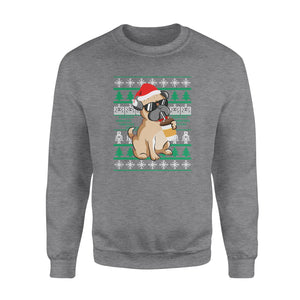 Coffee pug christmas funny sweatshirt gifts christmas ugly sweater for men and women