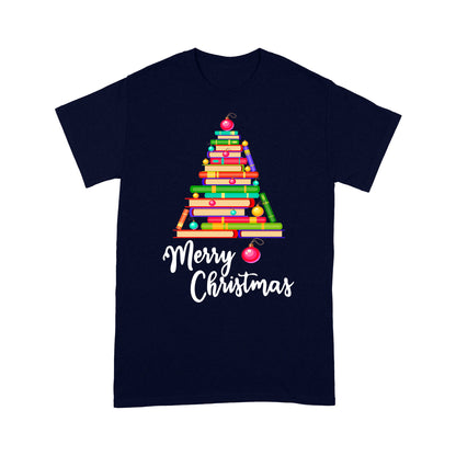 Frohe Weihnachten Bücher Baum für Buchliebhaber Lustiges T-Shirt Geschenk für Weihnachten