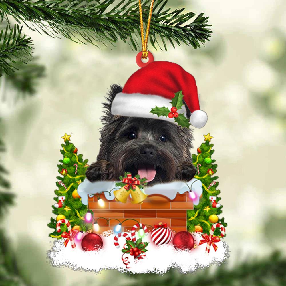 Cairn Terrier In The Chimney Hanging Ornament Dog Christmas Ornament - Best gifts your whole family
