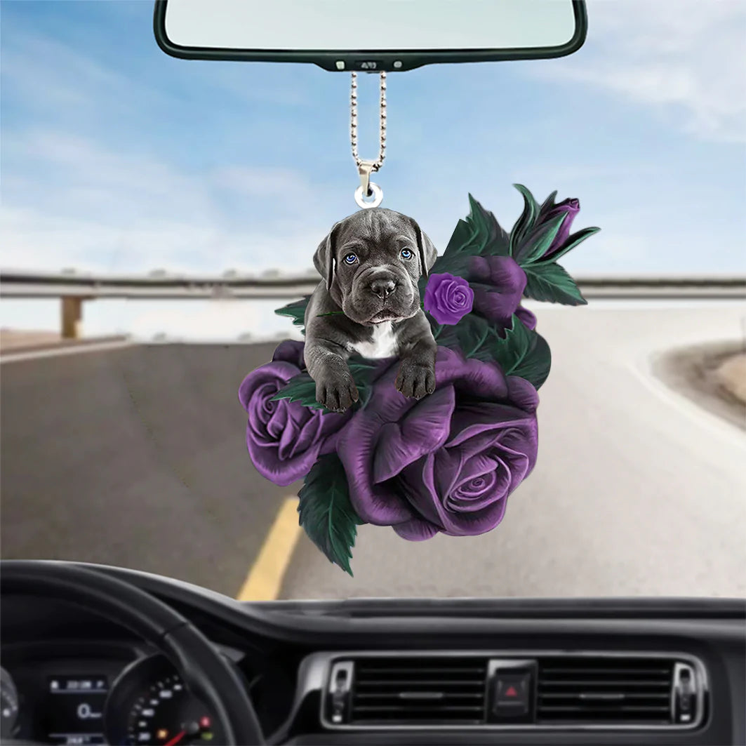 Cane Corso In Purple Rose Car Hanging Ornament - Best gifts your whole family