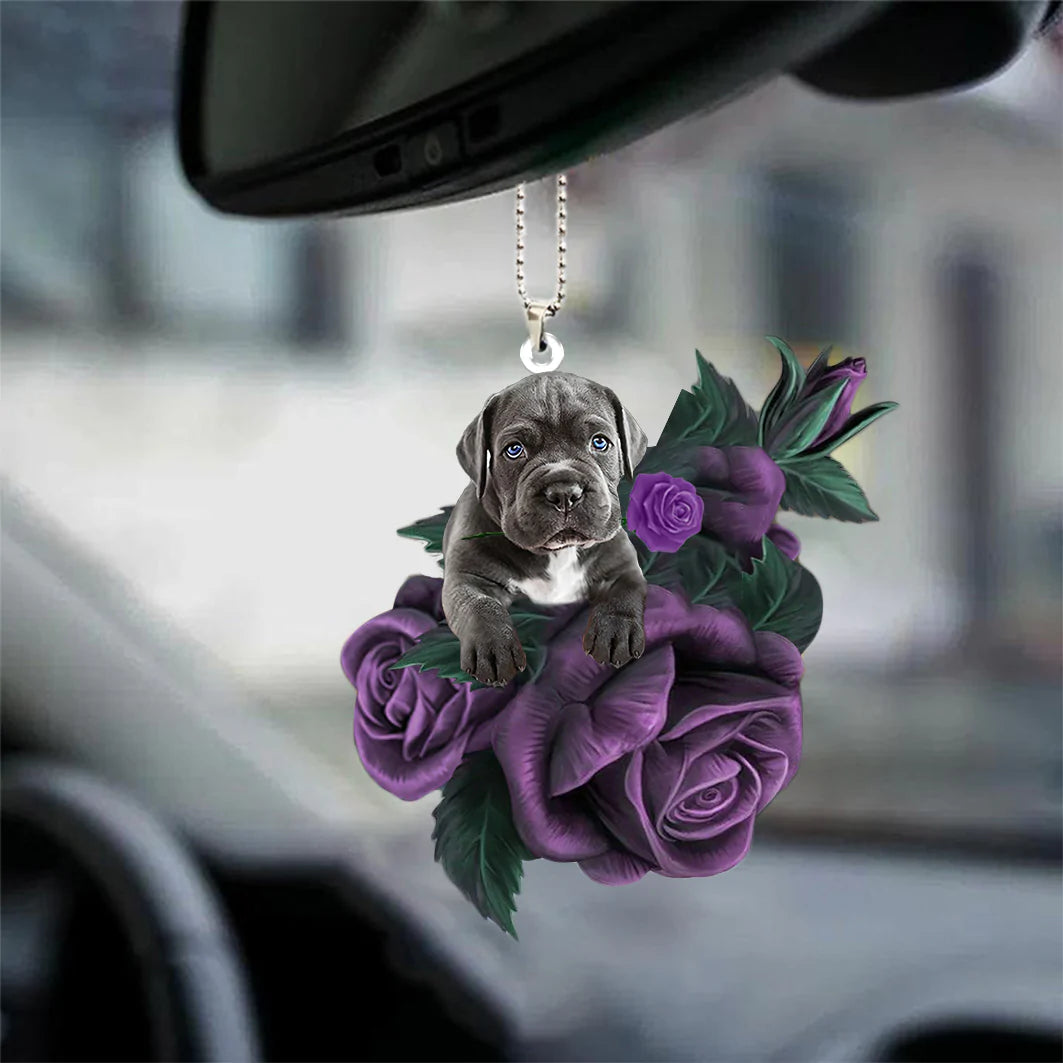 Cane Corso In Purple Rose Car Hanging Ornament - Best gifts your whole family