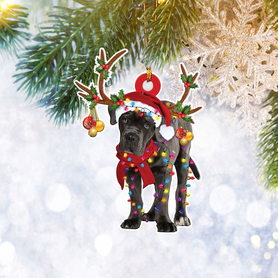 Cane Corso With Christmas Light Reindeer Ornament, Dog Lover Gifts, Christmas Tree Ornament, Home Decor Plastic Ornament - Best gifts your whole family