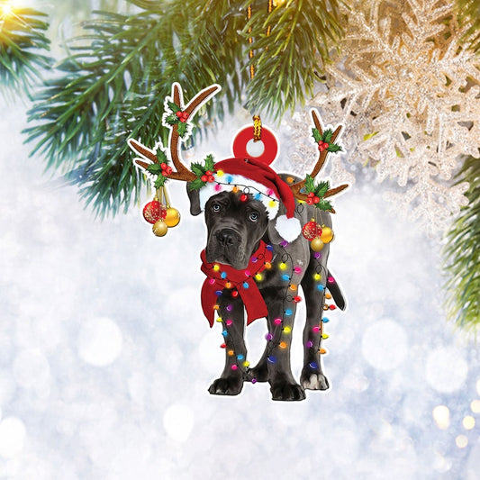 Cane Corso With Christmas Light Reindeer Ornament, Dog Lover Gifts, Christmas Tree Ornament, Home Decor Plastic Ornament - Best gifts your whole family