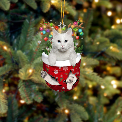 Cat 32 In Snow Pocket Christmas Ornament - Best gifts your whole family