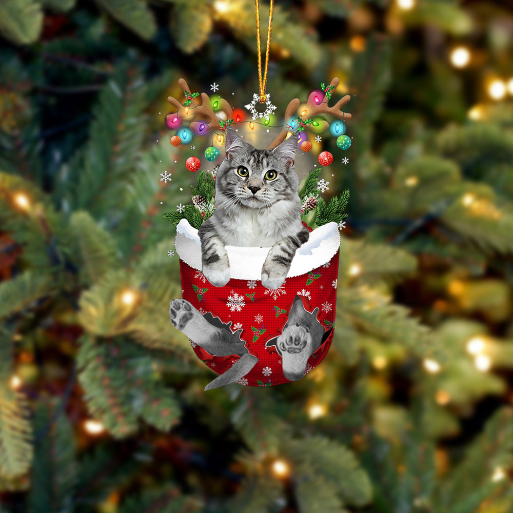 Cat 37 In Snow Pocket Christmas Ornament - Best gifts your whole family