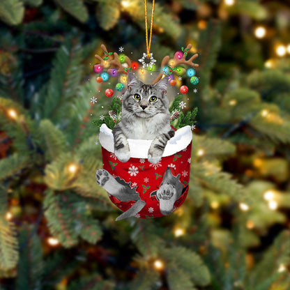 Cat 37 In Snow Pocket Christmas Ornament - Best gifts your whole family