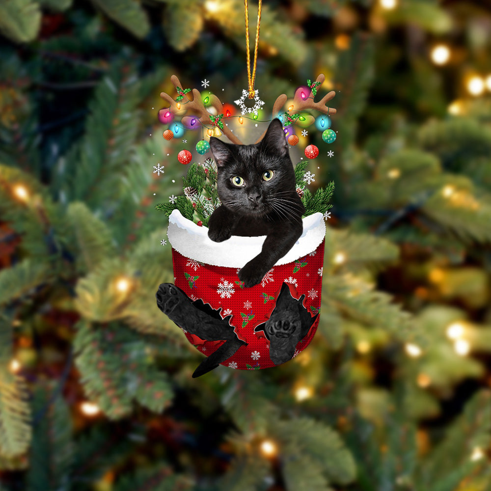 Cat 38 In Snow Pocket Christmas Ornament - Best gifts your whole family