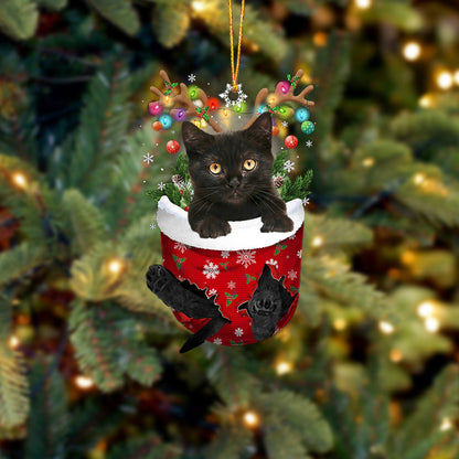 Cat 44 In Snow Pocket Christmas Ornament - Best gifts your whole family