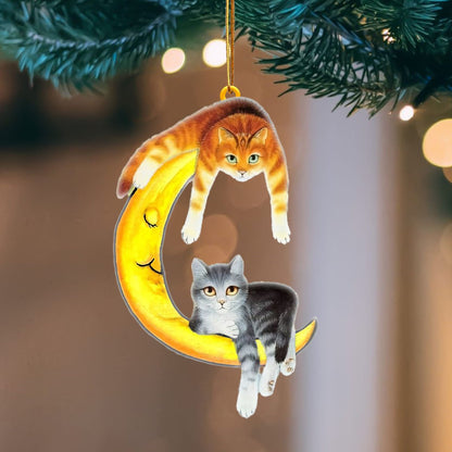 Cat Blue Moon Hanging Ornament, Animal Christmas Ornaments - Best gifts your whole family