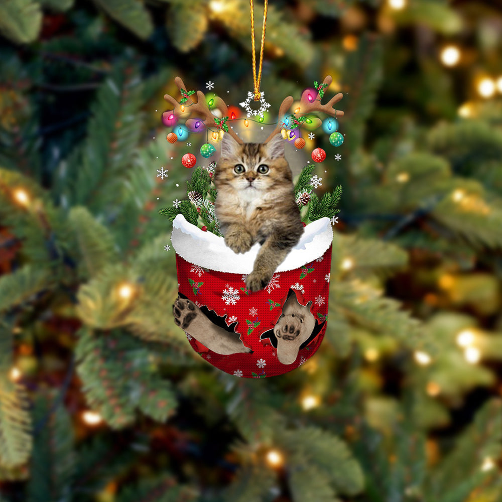 Cat British Longhair In Snow Pocket Christmas Ornament - Best gifts your whole family