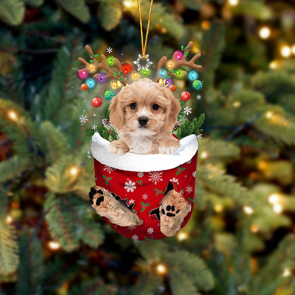 Cavachon 1 In Snow Pocket Christmas Ornament, Dog Flat Acrylic Ornament - Best gifts your whole family