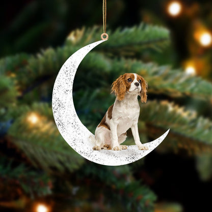 Cavalier King Charles Spaniel 2 Sit On The Moon Two Sided Ornament Dog Hanging Christmas Ornament - Best gifts your whole family