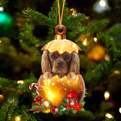 Cavalier King Charles Spaniel 3 In Golden Egg Christmas Ornament - Best gifts your whole family