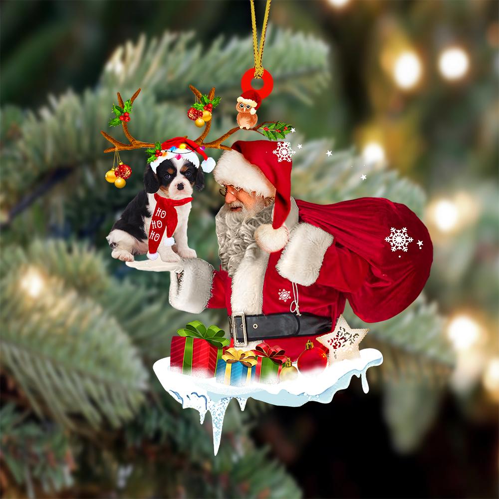 Cavalier King Charles Spaniel And Santa Claus Christmas Ornament Godmerch - Best gifts your whole family