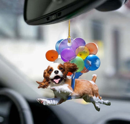 Cavalier King Charles Spaniel Dog Fly With Bubbles Car Hanging Ornament Dog Ornament Godmerc - Best gifts your whole family