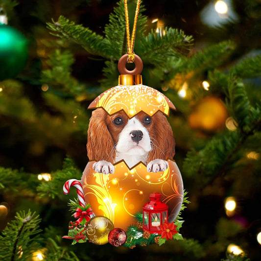 Cavalier King Charles Spaniel In Golden Egg Christmas Ornament - Best gifts your whole family