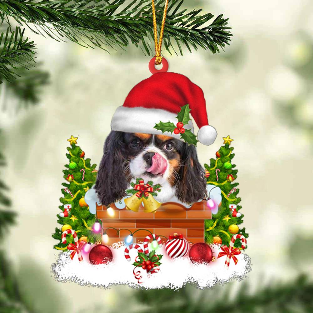 Cavalier King Charles Spaniel In The Chimney Hanging Ornament Dog Christmas Ornament - Best gifts your whole family