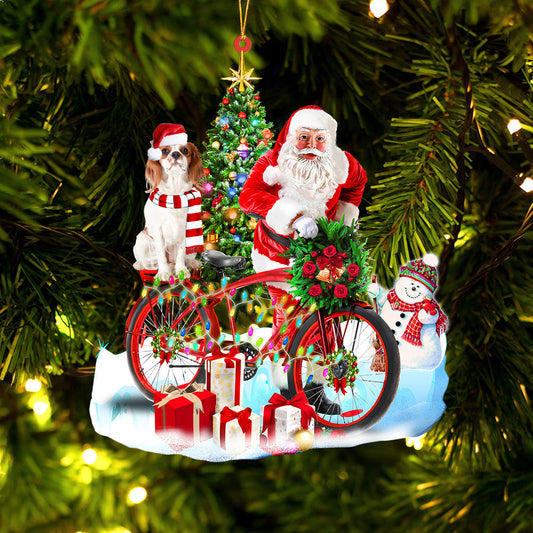 Cavalier King Charles Spaniel On Santa's Bike Ornament Dog Ornament, Car Ornament, Christmas Ornament - Best gifts your whole family