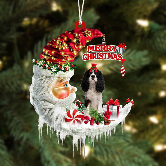 Cavalier King Charles Spaniel On The Moon Merry Christmas Hanging Ornament - Best gifts your whole family