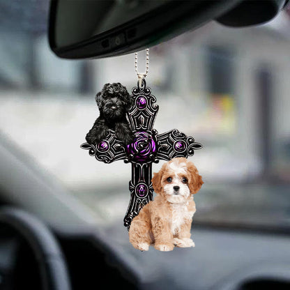 Cavapoo Pray For God Car Hanging Ornament Dog Pray For God Ornament Godmerc - Best gifts your whole family